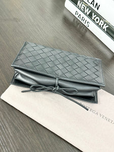 BOTTEGA VENETA Nappa Intrecciato Tie Clutch in Black