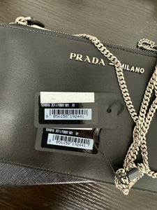 ▪️SOLD▪️PRADA Mini Bandoliera In Pelle City Calf Chain Crossbody Bag - Nero