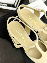 Load image into Gallery viewer, CHANEL 2022 Suede Cap Toe Crystal Slingback Pumps in Light Beige/Black - EU38
