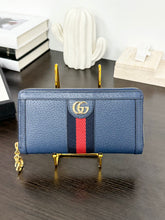 Load image into Gallery viewer, GUCCI Ophidia Calfskin Leather Zip Around Wallet in Blue Agata
