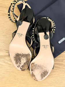 PRADA Studded Accents Leather Sandals - (EU)37.5