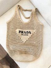 Load image into Gallery viewer, PRADA Raffia Crochet Logo Tote Bag - Neutral
