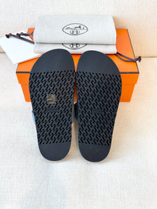 HERMES 2024 Suede Chypre Techno Sandals / Bleu Tonnerre / EU38