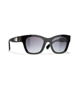 CHANEL Square Sunglasses in Black/Black Polarized