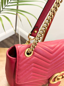 GUCCI GG Marmont Large Shoulder Bag in Hibiscus Red