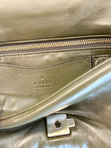 GUCCI GG Milano Mini Leather Top Handle Bag in Dark Olive