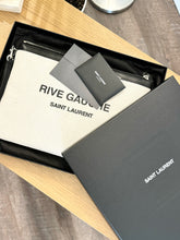 Load image into Gallery viewer, SAINT LAURENT Rive Gauche Linen Canvas Wristlet Pouch in Optic White
