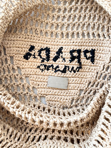 PRADA Raffia Crochet Logo Tote Bag - Neutral