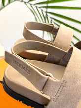 Load image into Gallery viewer, HERMES Genius Suede Goatskin Sandals in Beige Sable - EU37
