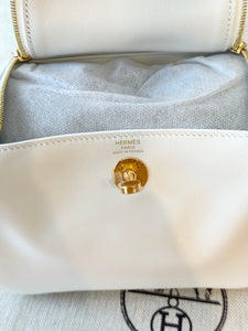 HERMES 2024 Swift Calfskin Leather Mini Lindy Handbag / White / GHW