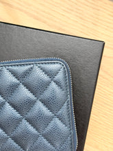 Load image into Gallery viewer, CHANEL Classic Metallic Grained Calfskin Long Zipped Wallet - Blue
