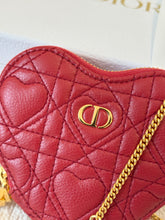Load image into Gallery viewer, DIOR Caro Heart Pouch with Chain - Monsignore Red
