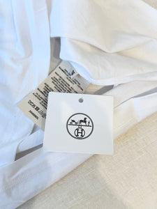 HERMES Embroidered Pocket Straight Dress in Plain Cotton Jersey / Blanc / EU36