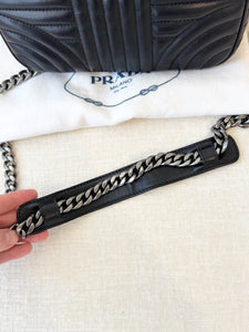 PRADA Diagramme Leather Small Camera Crossbody Bag - Black