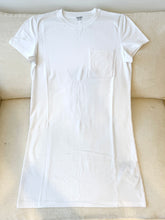 Load image into Gallery viewer, HERMES Embroidered Pocket Straight Dress in Plain Cotton Jersey / Blanc / EU36
