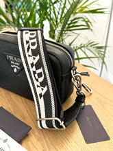 Load image into Gallery viewer, PRADA Logo-Plaque Small Leather Crossbody Bag in Black
