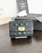 Load image into Gallery viewer, CHANEL Caviar Quilted Small Boy Flap Wallet in Black
