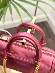 SAINT LAURENT Metallic Pink Mini Duffle Bag