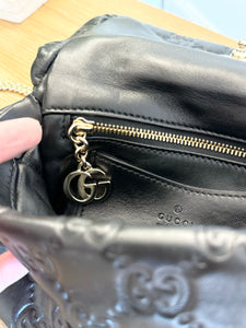 GUCCI GG Milano Mini Leather Top Handle Bag in Black