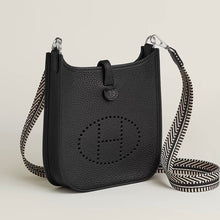 Load image into Gallery viewer, HERMES Evelyne TPM 16 Clemence Leather Amazone Bag - Noir/Ecru/Noir / PHW
