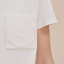 Load image into Gallery viewer, HERMES Embroidered Pocket Straight Dress in Plain Cotton Jersey / Blanc / EU36
