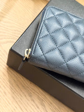 Load image into Gallery viewer, CHANEL Classic Metallic Grained Calfskin Long Zipped Wallet - Blue
