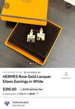 Load image into Gallery viewer, HERMES Rose Gold Lacquer Eileen Earrings in White
