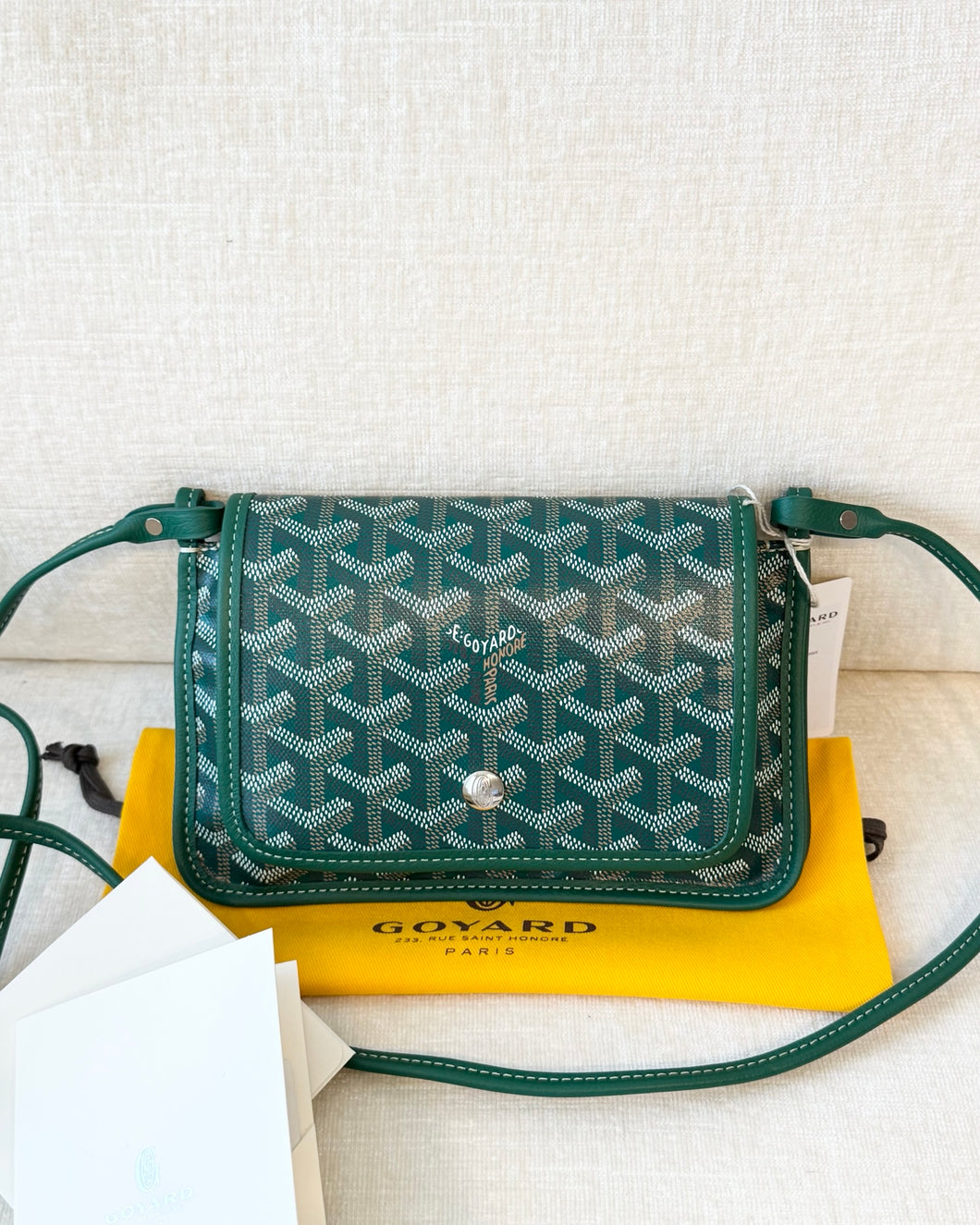 💚 NEW! 2025 GOYARD Plumet Pocket Canvas Leather Crossbody Bag / Green