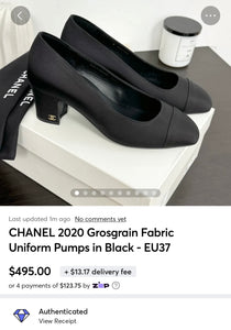 CHANEL 2020 Grosgrain Fabric Uniform Pumps in Black - EU37