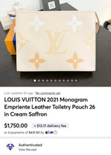 Load image into Gallery viewer, LOUIS VUITTON 2021 Monogram Empriente Leather Toiletry Pouch 26 in Cream Saffron
