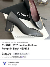 Load image into Gallery viewer, CHANEL 2020 Leather Uniform Pumps in Black - EU37.5
