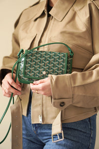 💚 NEW! 2025 GOYARD Plumet Pocket Canvas Leather Crossbody Bag / Green
