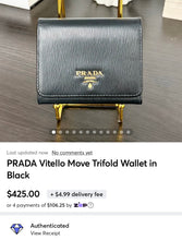 Load image into Gallery viewer, PRADA Vitello Move Trifold Wallet in Black
