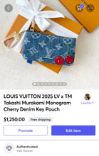 Load image into Gallery viewer, 🍒 LOUIS VUITTON 2025 LV x TM Takashi Murakami Monogram Cherry Denim Key Pouch

