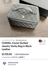 Load image into Gallery viewer, ▪️SOLD▪️CHANEL Caviar Quilted Jewelry Vanity Bag in Black Leather
