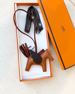 HERMES 2024 Rodeo Pegase PM Bag Charm in Pain D'Epice/Sienne/Mocha