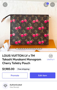 🍒 LOUIS VUITTON LV x TM Takashi Murakami Monogram Cherry Toiletry Pouch