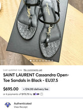 Load image into Gallery viewer, SAINT LAURENT Cassandra Open-Toe Sandals in Black - EU37.5
