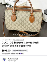 Load image into Gallery viewer, ▪️SOLD▪️GUCCI GG Supreme Canvas Small Boston Bag in Beige/Brown
