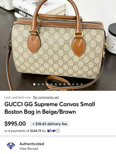 ▪️SOLD▪️GUCCI GG Supreme Canvas Small Boston Bag in Beige/Brown