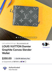 LOUIS VUITTON Damier Graphite Canvas Slender Wallet