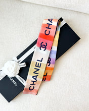 Load image into Gallery viewer, ✨NEW✨CHANEL 2024 CC Logo Silk Slim Bandeau / Dark Navy Blue / Orange / Blue
