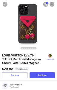 🍒 LOUIS VUITTON LV x TM Takashi Murakami Monogram Cherry Porte-Cartes Magnet
