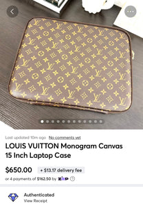 LOUIS VUITTON Monogram Canvas 15 Inch Laptop Case