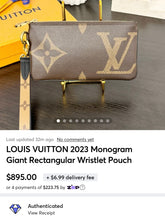 Load image into Gallery viewer, LOUIS VUITTON 2023 Monogram Giant Rectangular Wristlet Pouch
