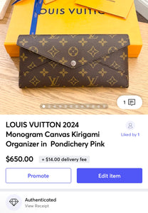 LOUIS VUITTON 2024 Monogram Canvas Kirigami Organizer in 
Pondichery Pink