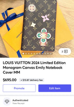 Load image into Gallery viewer, LOUIS VUITTON 2024 Limited Edition Monogram Canvas Emily Notebook Cover MM
