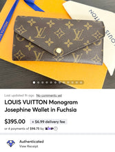 Load image into Gallery viewer, LOUIS VUITTON Monogram Josephine Wallet in Fuchsia
