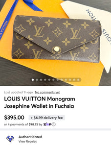 LOUIS VUITTON Monogram Josephine Wallet in Fuchsia