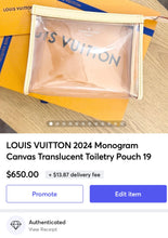 Load image into Gallery viewer, LOUIS VUITTON 2024 Monogram Canvas Translucent Toiletry Pouch 19
